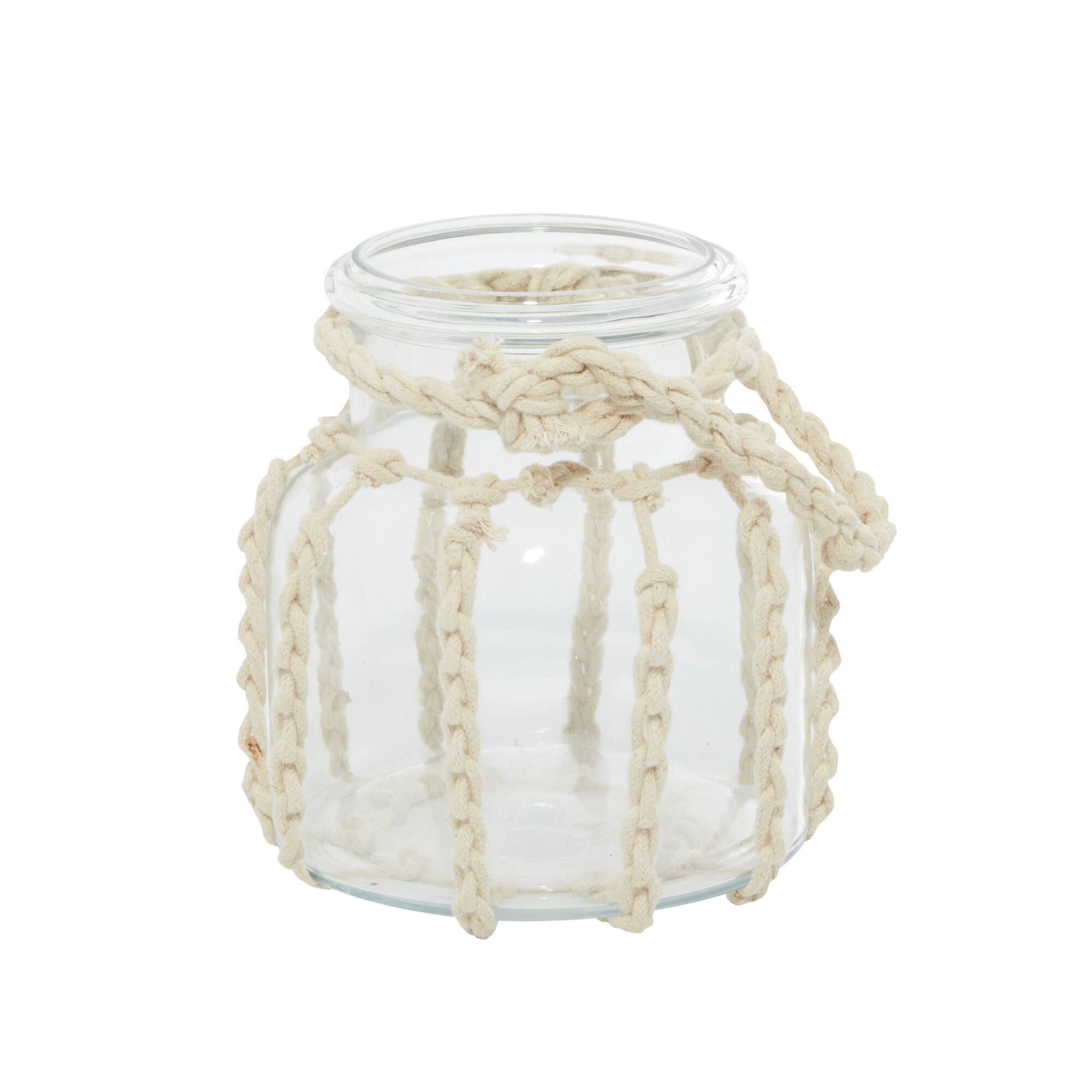 White Glass Coastal Lantern, 6" x 6" x 6"
